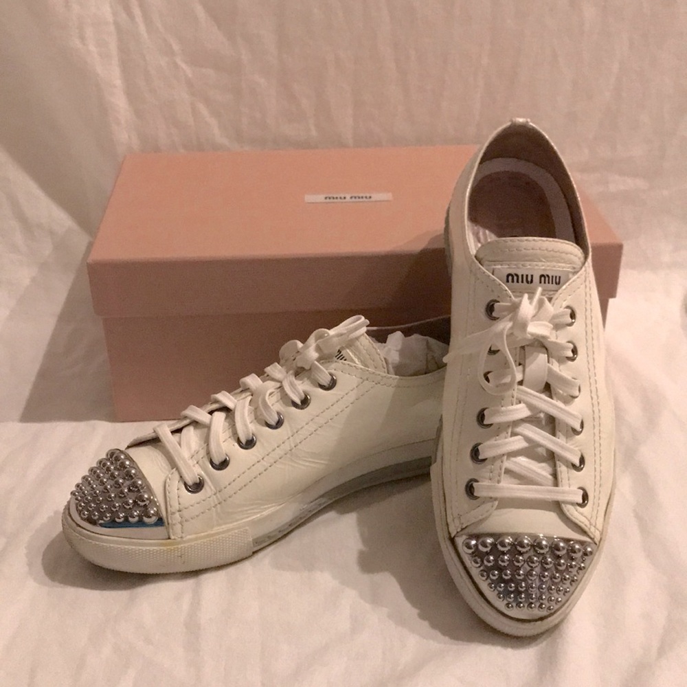 Miu Miu White Patent Sneaker